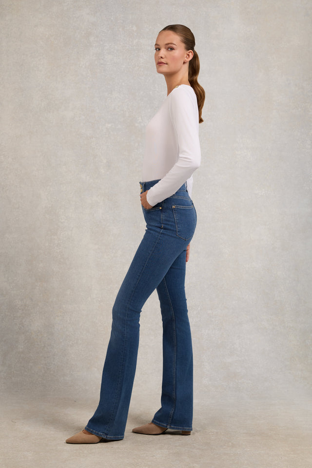 High Rise Flared Jean (Denim)