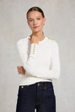 Buttoned Knit Crew Neck (Cream)