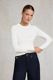 Buttoned Knit Crew Neck (Cream)