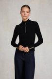 Ava Quarter Zip Knit (Black)