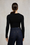 Buttoned Knit Crew Neck (Black)