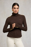 Seattle Roll Neck Cable Knit (Chocolate)