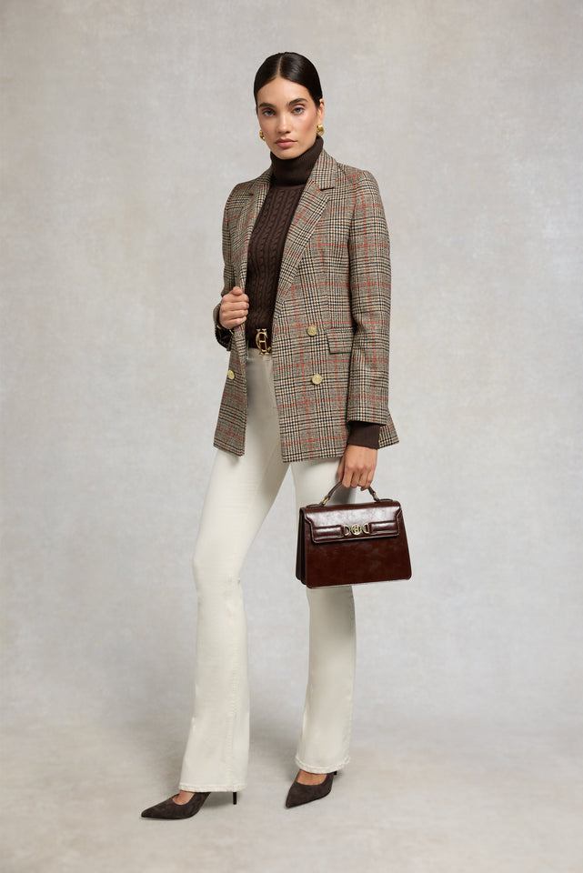 Seattle Roll Neck Cable Knit (Chocolate)