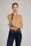 Buttoned Knit Roll Neck (Dark Camel)