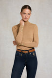 Buttoned Knit Roll Neck (Dark Camel)
