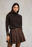 Faux Leather Pleated Mini Skirt (Espresso)
