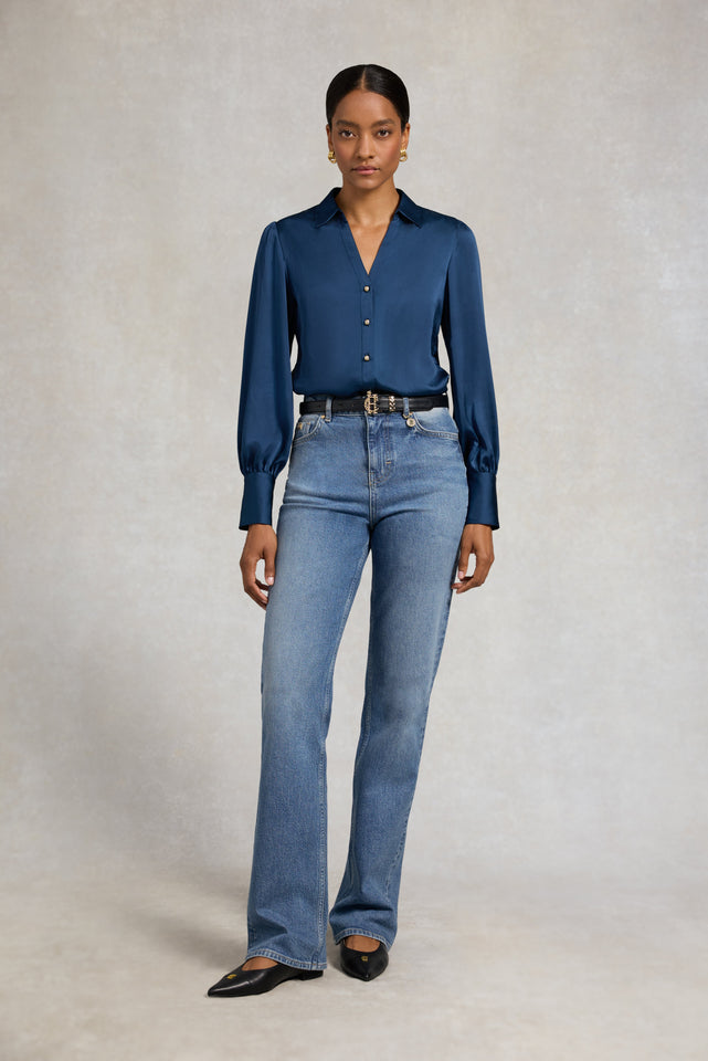 Annie V-Neck Shirt (Petrol)