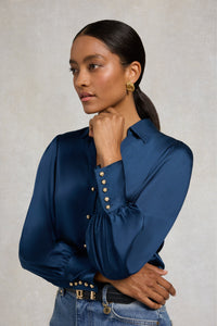 Annie V-Neck Shirt (Petrol)