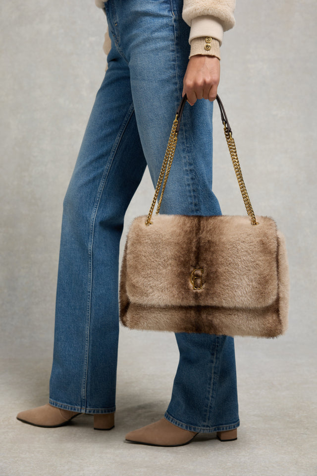 Milan Shoulder Bag (Mink Faux Fur)