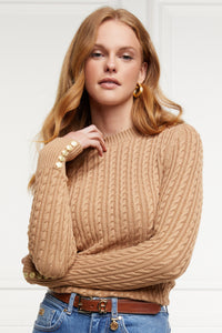 Seattle Cable Crew Knit (Dark Camel)
