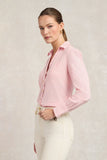 Classic V-Neck Blouse (Pink Stripe)