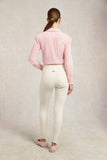 Classic V-Neck Blouse (Pink Stripe)