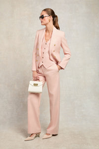 High Waisted Straight Trouser (Pink Chalk Pinstripe)