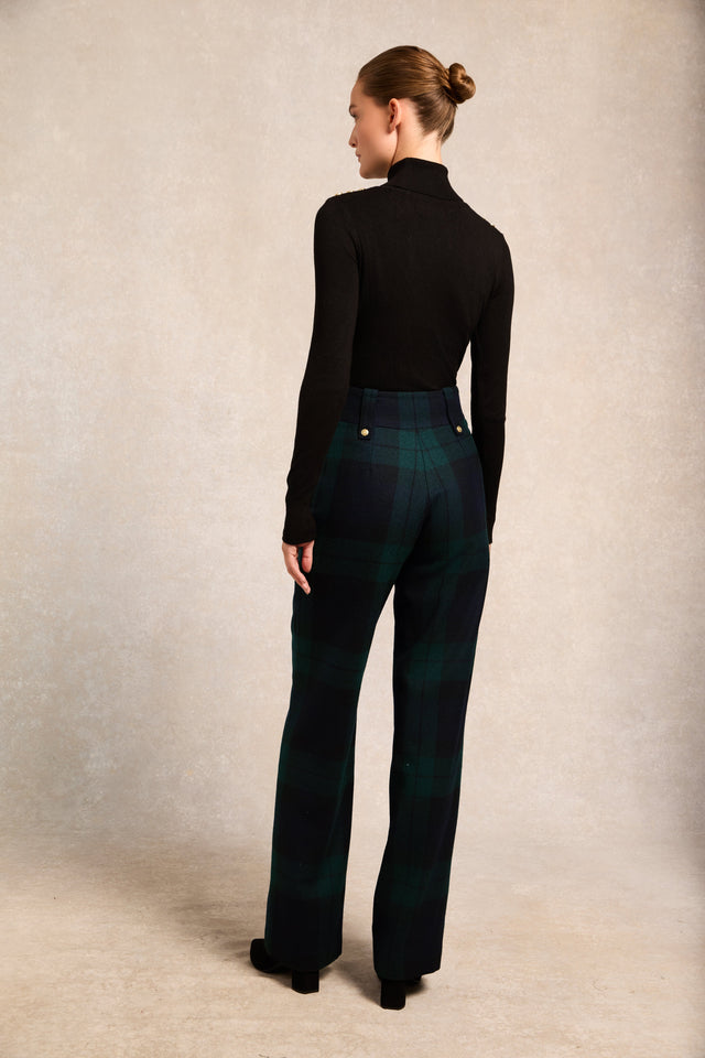 High Waisted Straight Trouser (Blackwatch)