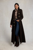 Full Length Marlborough Trench Coat (Chocolate Pinstripe)