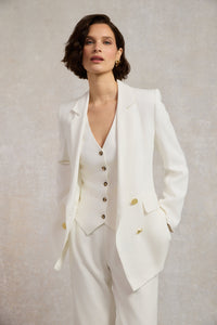 Double Breasted Blazer (Oyster Linen)