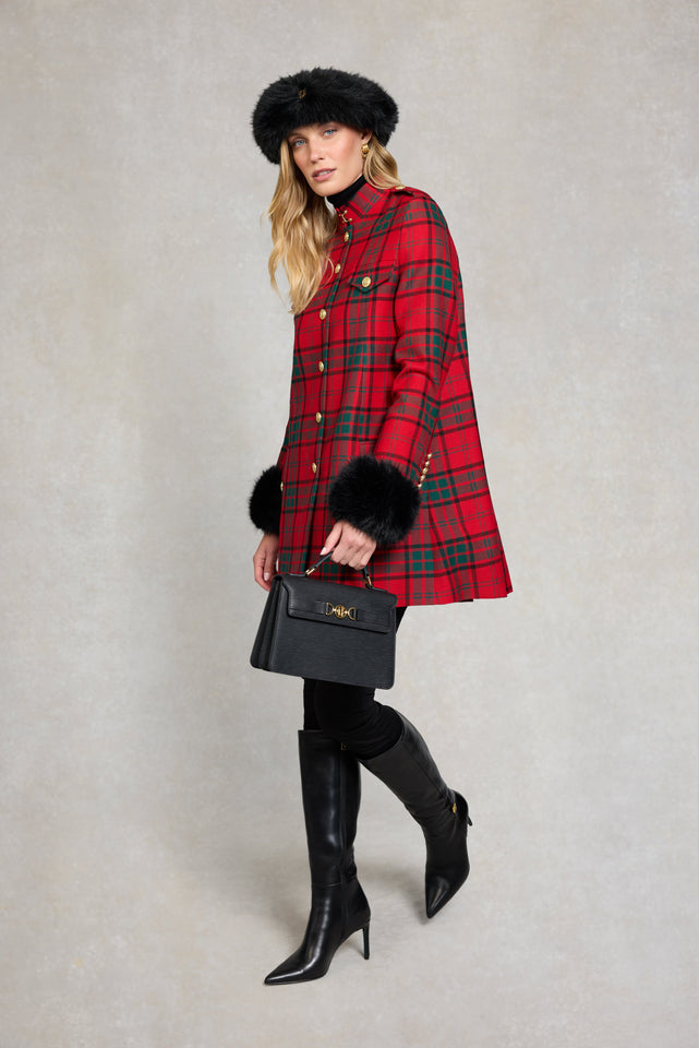 Highbury Cape Coat (Red Tartan)