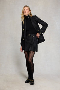 Belgravia Mini Skirt (Black Chalk Pinstripe)