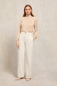 Tailored Wide Leg Jean (Ecru Stripe)