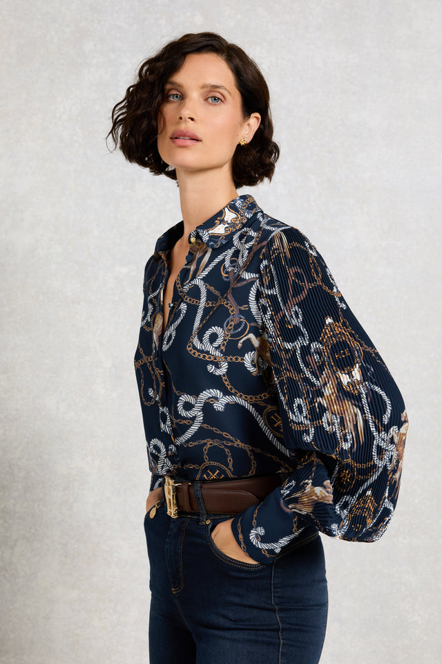 Beau Shirt (Navy Horse Print)