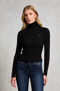 Seattle Roll Neck Cable Knit (Black)