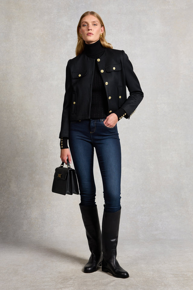 Seattle Roll Neck Cable Knit (Black)