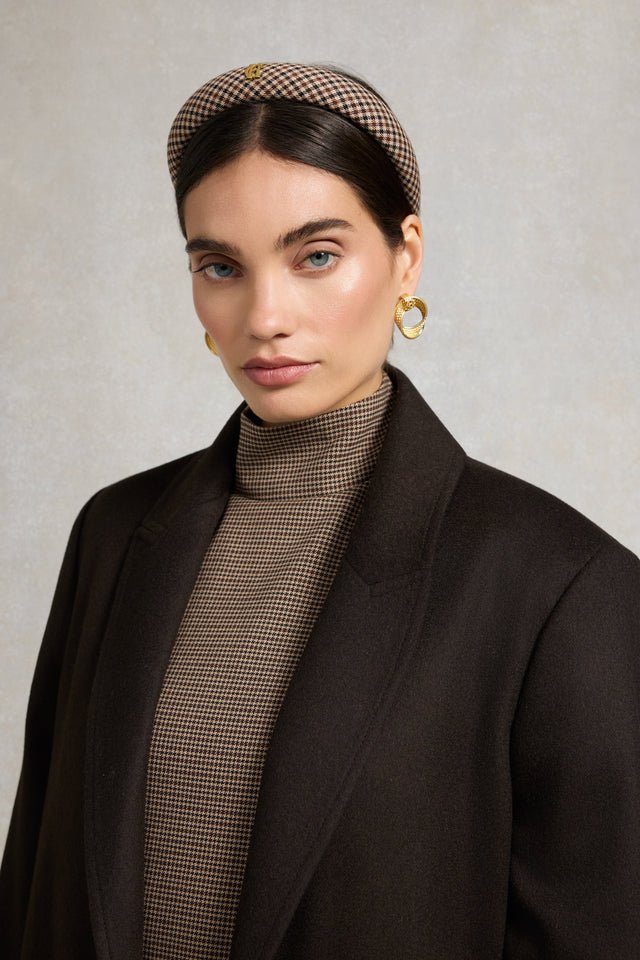 Narrow Headband (Mocha Houndstooth)