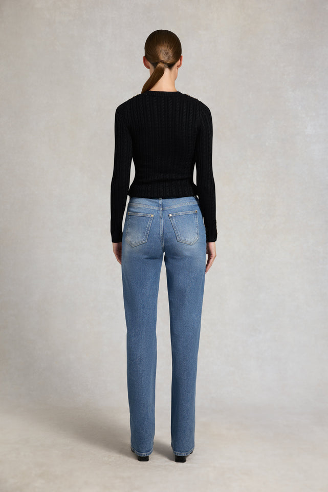 Seattle Cable Crew Knit (Black)