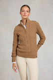Country Cable Quarter Zip Knit (Caramel)