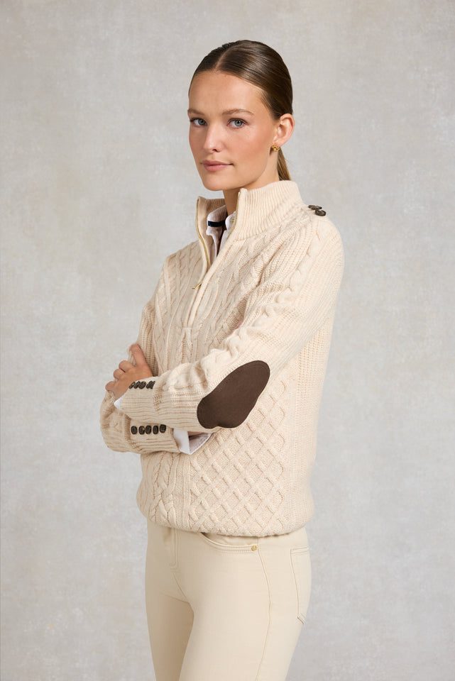 Country Cable Quarter Zip Knit (Oat)