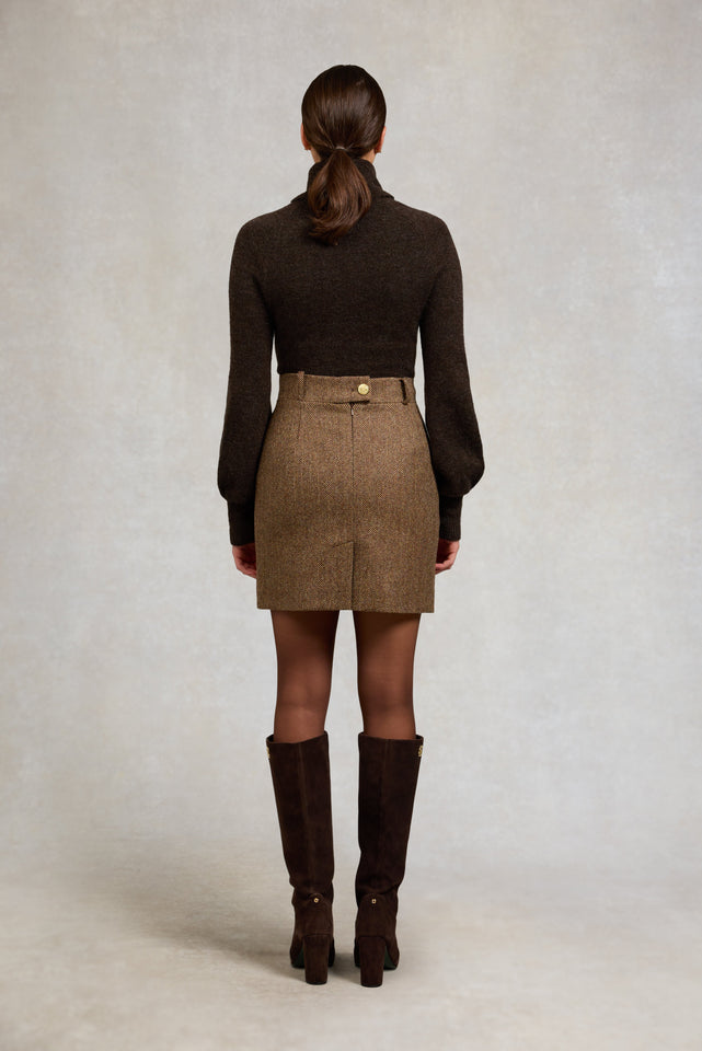 Regency Skirt (Large Scale Brown Herringbone)
