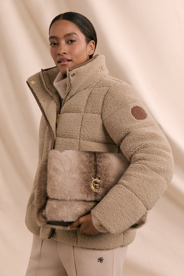 Milan Shoulder Bag (Mink Faux Fur)