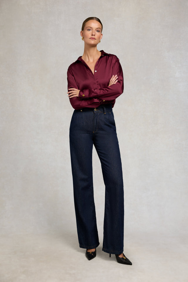 Georgina Satin Shirt (Mulberry)