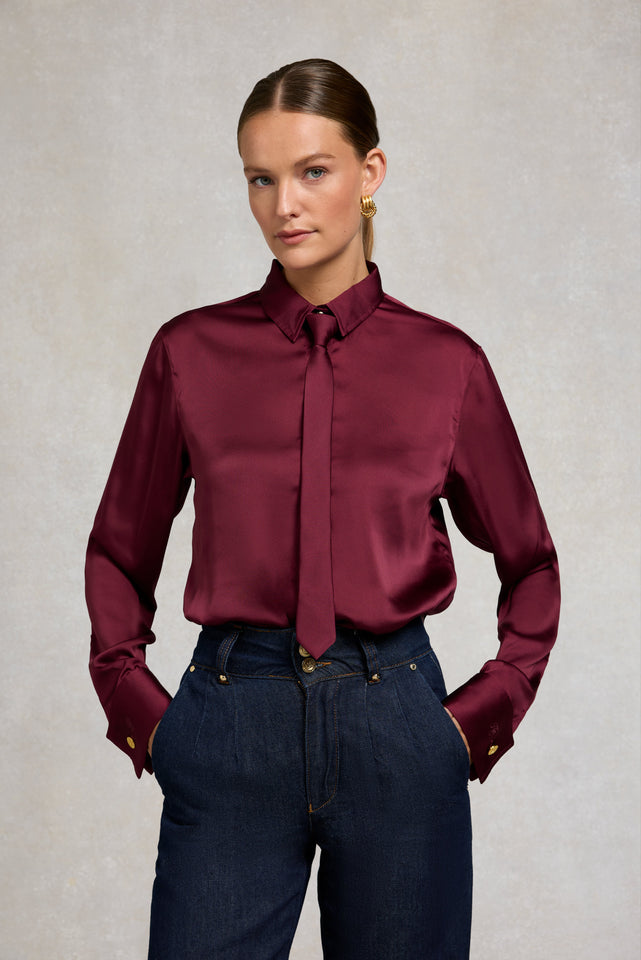 Georgina Satin Shirt (Mulberry)