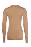 Buttoned Knit Crew Neck (Dark Camel)