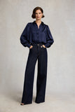 Iona Satin Shirt (Deep Navy)
