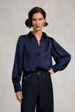 Iona Satin Shirt (Deep Navy)