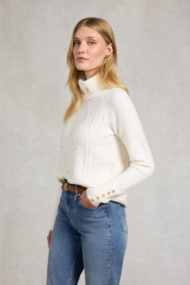 Harlow Roll Neck Knit (Ecru)