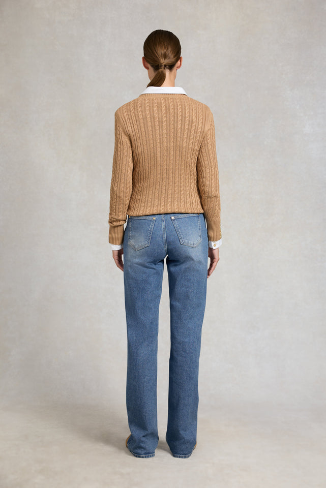 Seattle V-Neck Knit (Dark Camel)