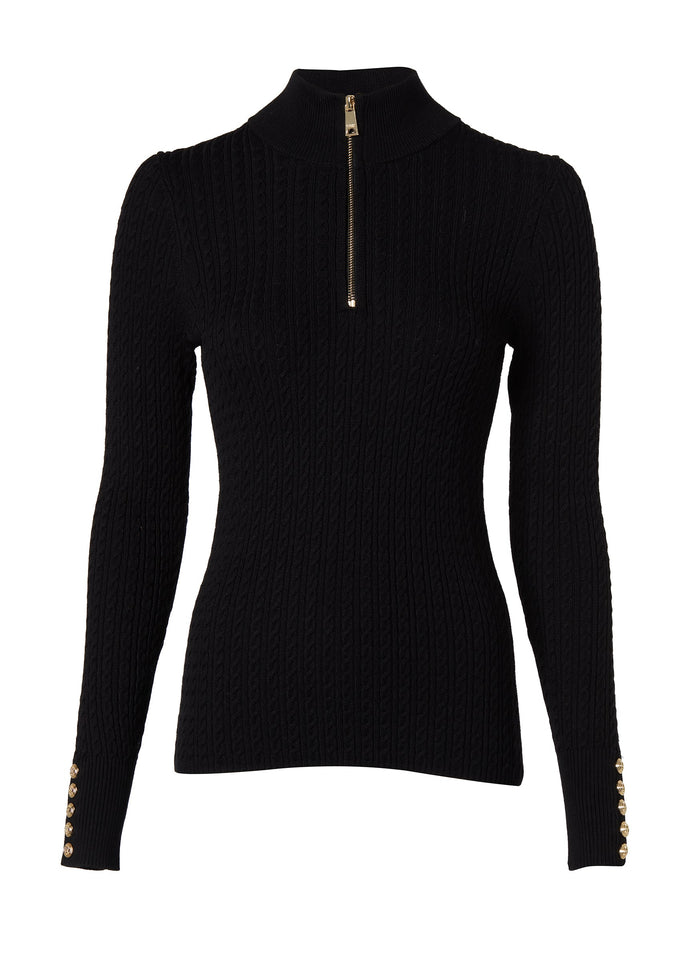 Ava Quarter Zip Knit (Black)