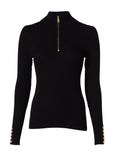 Ava Quarter Zip Knit (Black)