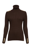 Seattle Roll Neck Cable Knit (Chocolate)