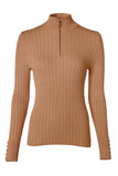 Ava Quarter Zip Knit (Dark Camel Marl)