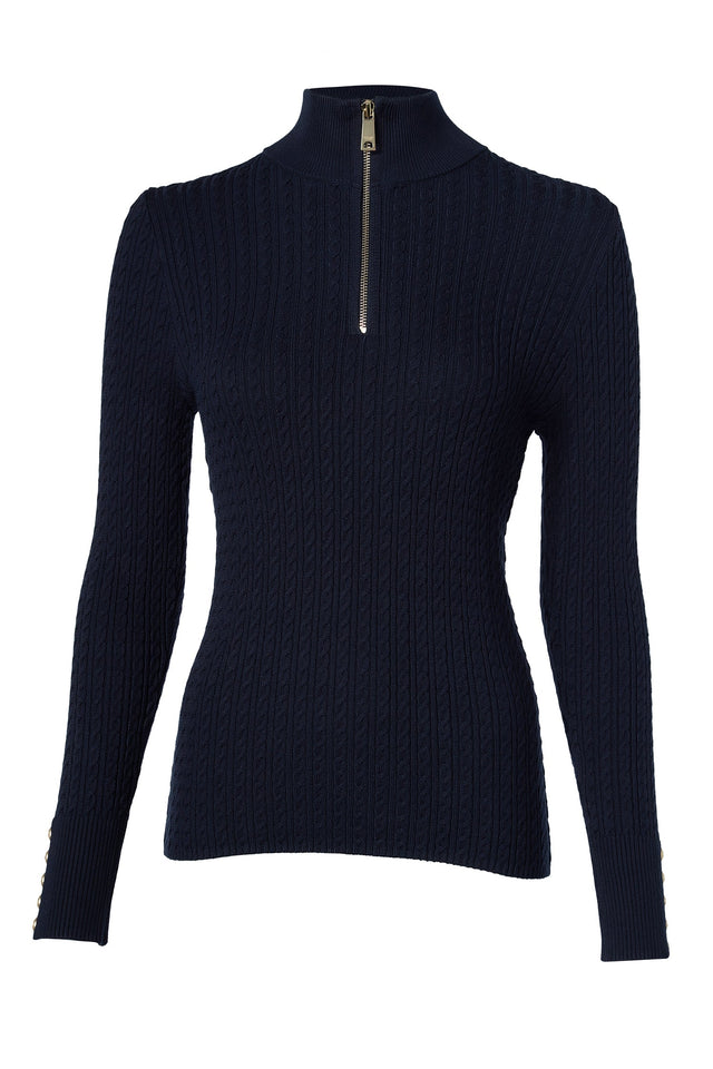 Ava Quarter Zip Knit (Ink Navy)