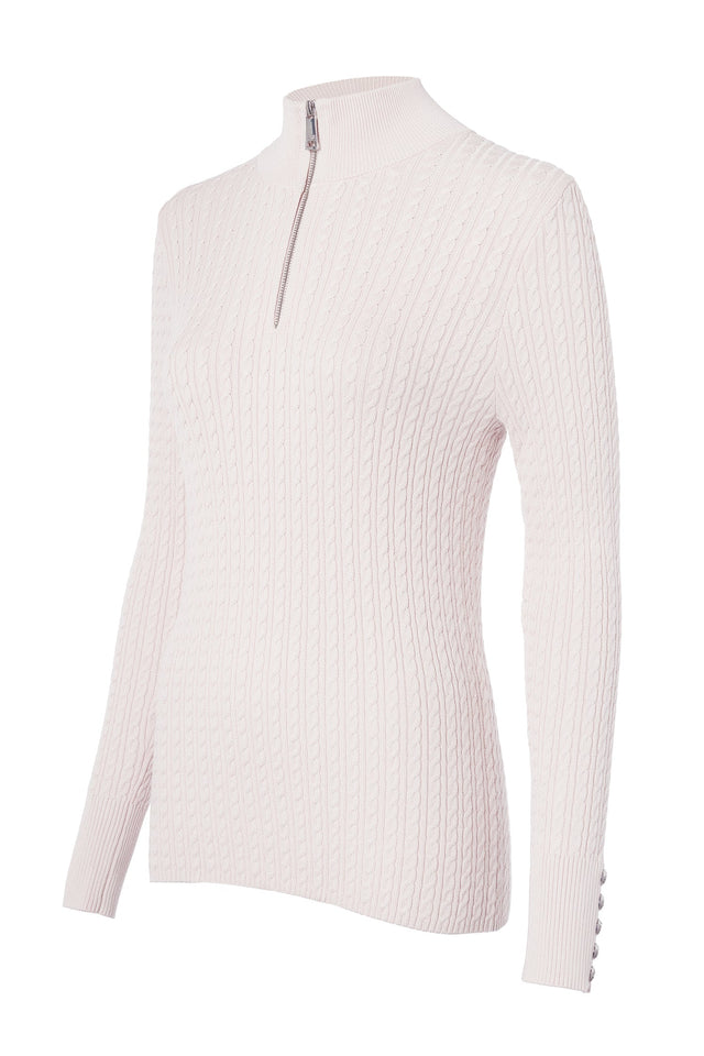 Ava Quarter Zip Knit (Soft Pink)