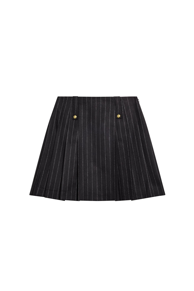 Belgravia Mini Skirt (Black Chalk Pinstripe)