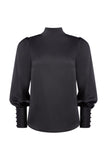 Carmen High Neck Blouse (Black Satin)