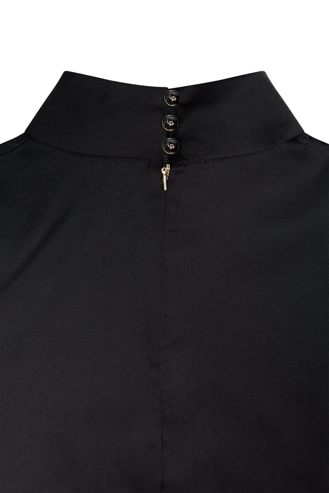 Carmen High Neck Blouse (Black Satin)