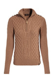 Country Cable Quarter Zip Knit (Caramel)