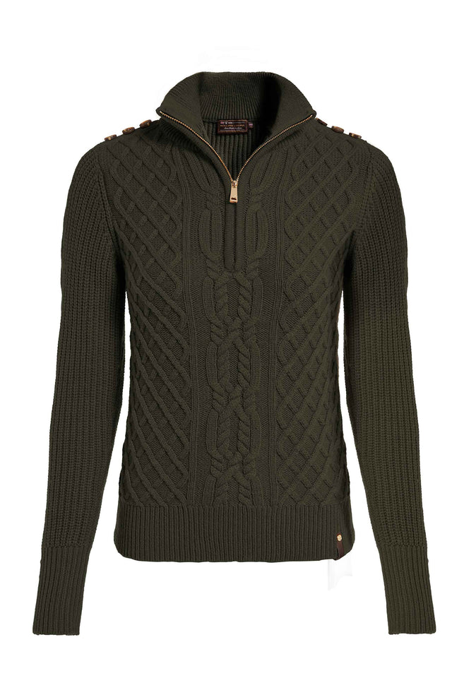 Country Cable Quarter Zip Knit (Forest Green)